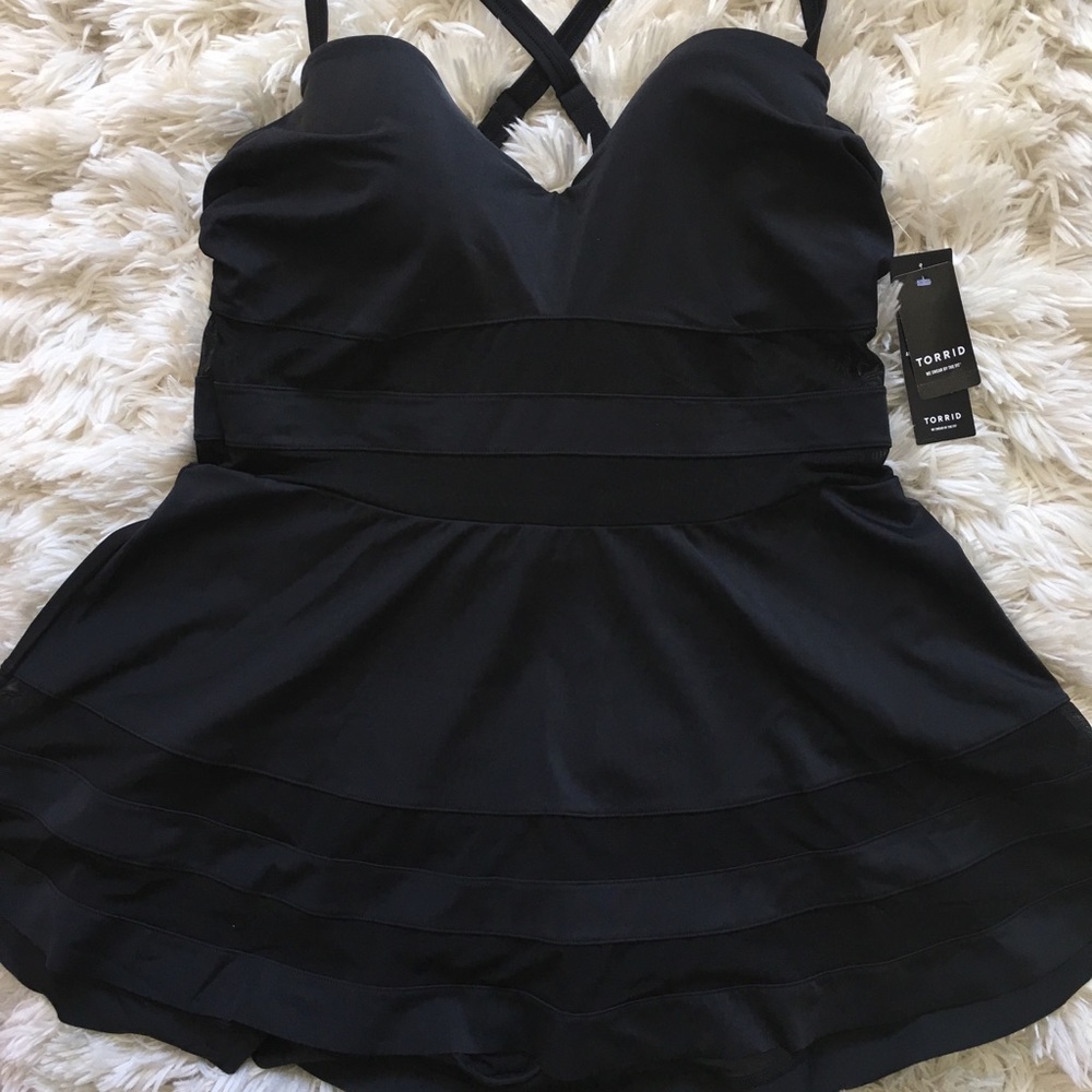 Mesh insert skater one piece TORRID swim suit